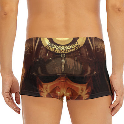 Old Japanese Samurai Mask Print Men's Short Boxer Briefs