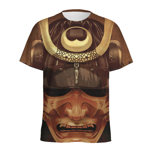 Old Japanese Samurai Mask Print Men's Sports T-Shirt