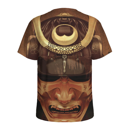 Old Japanese Samurai Mask Print Men's Sports T-Shirt