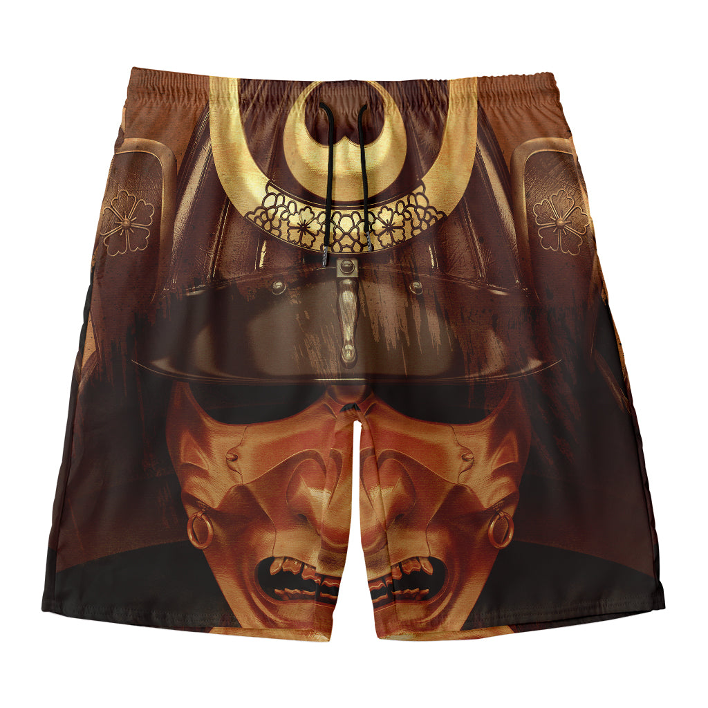 Old Japanese Samurai Mask Print Men's Swim Trunks