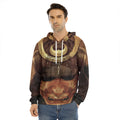 Old Japanese Samurai Mask Print Men's Velvet Pullover Hoodie