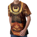 Old Japanese Samurai Mask Print Men's Velvet T-Shirt