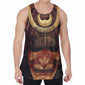 Old Japanese Samurai Mask Print Men's Velvet Tank Top