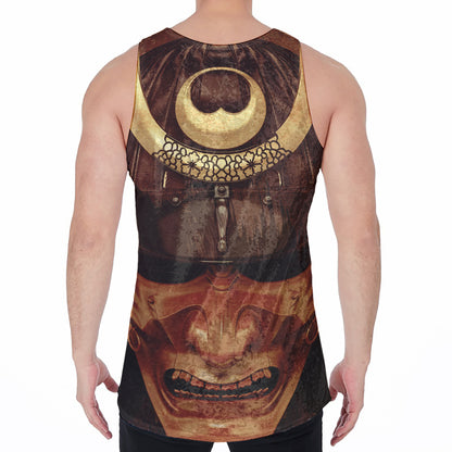 Old Japanese Samurai Mask Print Men's Velvet Tank Top