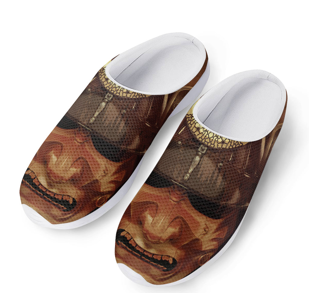 Old Japanese Samurai Mask Print Mesh Casual Shoes