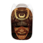 Old Japanese Samurai Mask Print Mesh Laundry Hamper