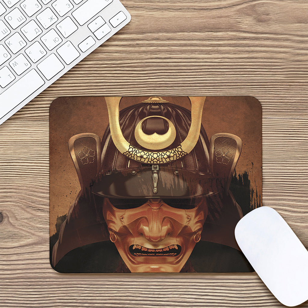 Old Japanese Samurai Mask Print Mouse Pad