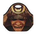 Old Japanese Samurai Mask Print Neoprene Lunch Bag