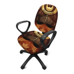 Old Japanese Samurai Mask Print Office Chair Cover