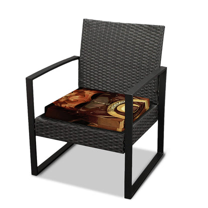 Old Japanese Samurai Mask Print Outdoor Seat Cushion Cover