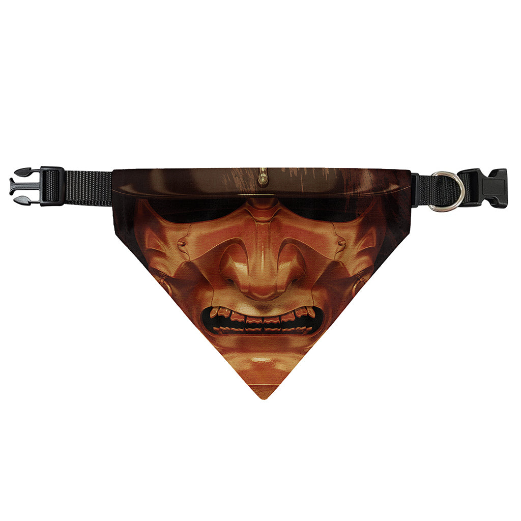 Old Japanese Samurai Mask Print Over The Collar Dog Bandana