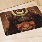 Old Japanese Samurai Mask Print Polyester Doormat