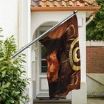 Old Japanese Samurai Mask Print Polyester Flag