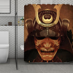 Old Japanese Samurai Mask Print Polyester Shower Curtain