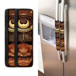 Old Japanese Samurai Mask Print Refrigerator Handle Covers