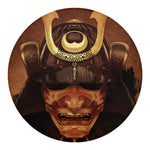 Old Japanese Samurai Mask Print Round Blanket