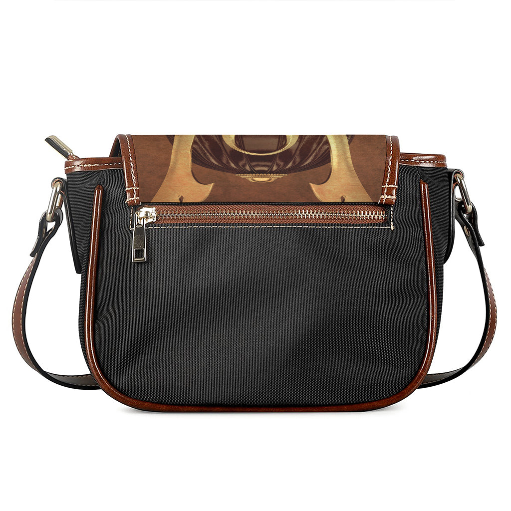 Old Japanese Samurai Mask Print Saddle Bag