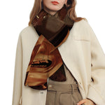 Old Japanese Samurai Mask Print Scarf