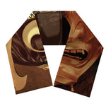 Old Japanese Samurai Mask Print Scarf