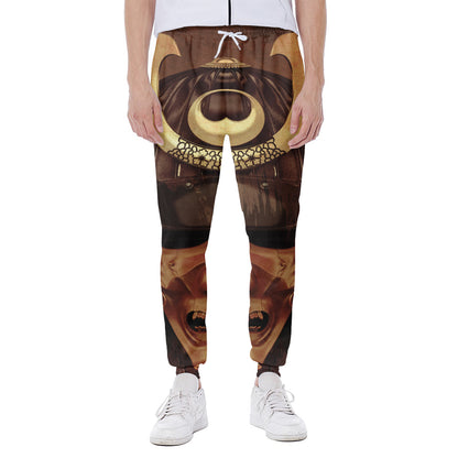 Old Japanese Samurai Mask Print Scuba Joggers