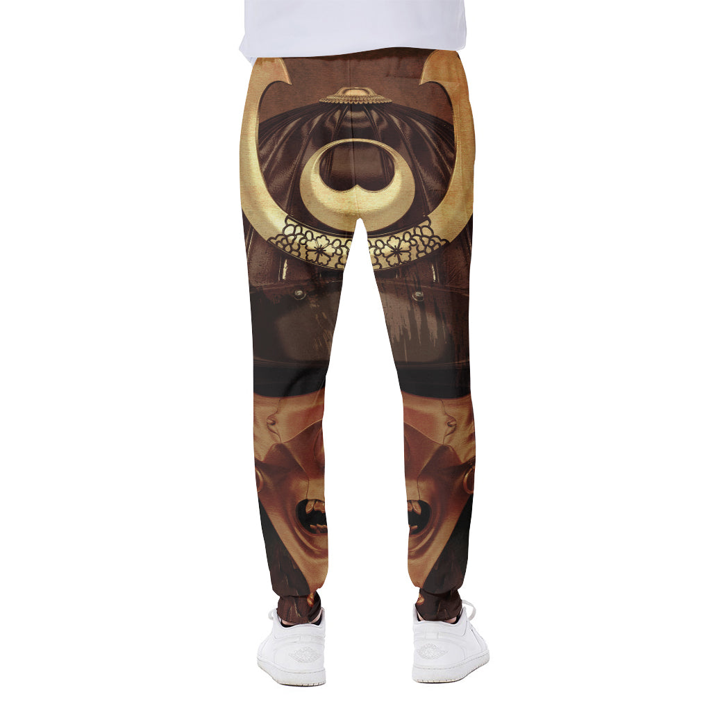 Old Japanese Samurai Mask Print Scuba Joggers