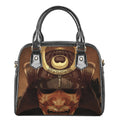 Old Japanese Samurai Mask Print Shoulder Handbag