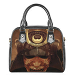Old Japanese Samurai Mask Print Shoulder Handbag