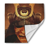 Old Japanese Samurai Mask Print Silk Bandana