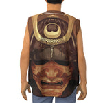 Old Japanese Samurai Mask Print Sleeveless Baseball Jersey