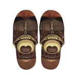 Old Japanese Samurai Mask Print Slippers
