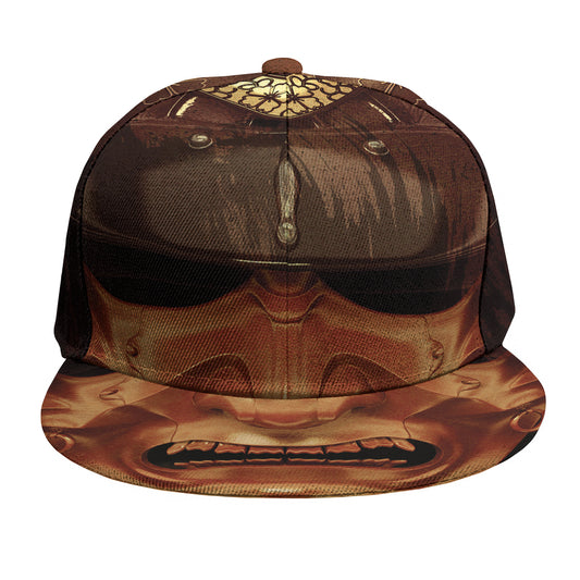 Old Japanese Samurai Mask Print Snapback Cap