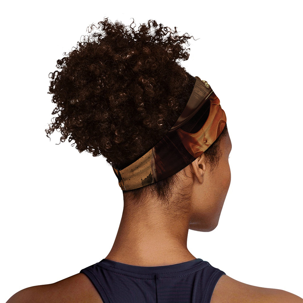 Old Japanese Samurai Mask Print Sports Headband