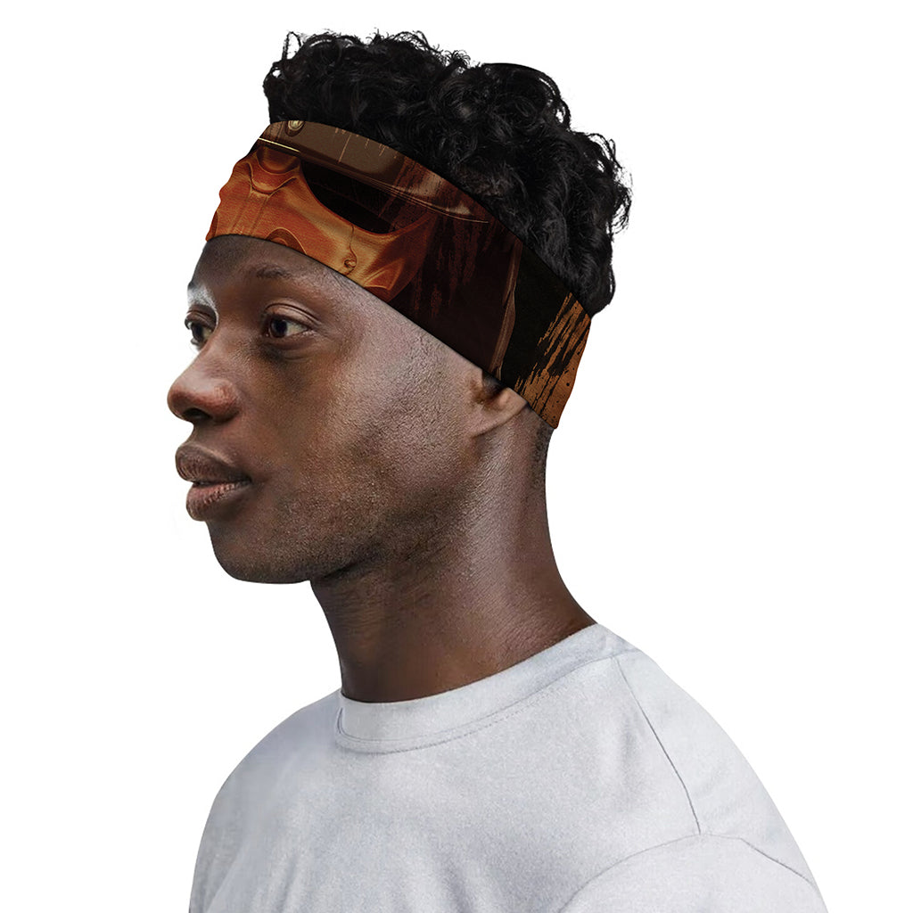 Old Japanese Samurai Mask Print Sports Headband