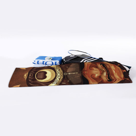 Old Japanese Samurai Mask Print Sports Towel
