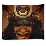 Old Japanese Samurai Mask Print Tapestry