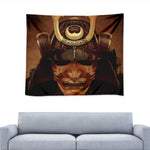 Old Japanese Samurai Mask Print Tapestry