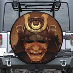 Old Japanese Samurai Mask Print Tire Cover