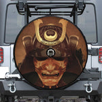 Old Japanese Samurai Mask Print Tire Cover With Camera Hole