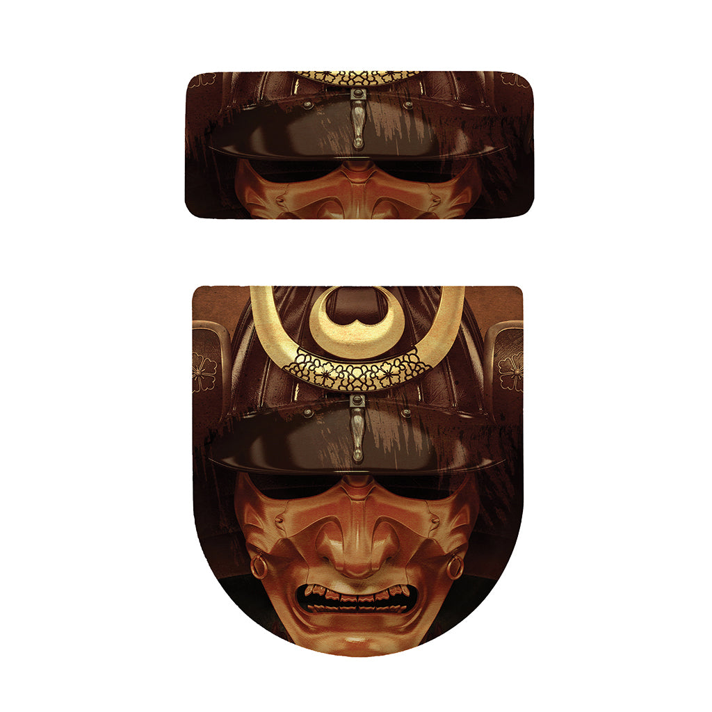 Old Japanese Samurai Mask Print Toilet Lid And Tank Cover Set