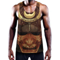 Old Japanese Samurai Mask Print Men's Workout Tank Top