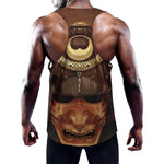 Old Japanese Samurai Mask Print Training Tank Top