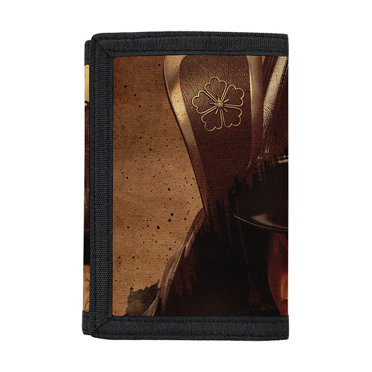 Old Japanese Samurai Mask Print Trifold Wallet