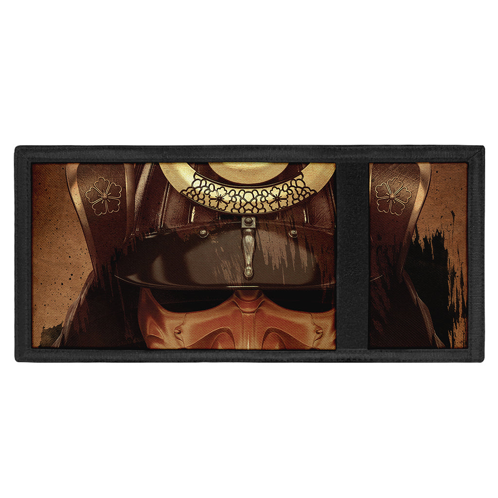 Old Japanese Samurai Mask Print Trifold Wallet