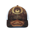 Old Japanese Samurai Mask Print White Mesh Trucker Hat