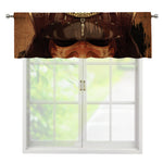 Old Japanese Samurai Mask Print Window Valance