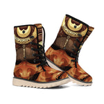 Old Japanese Samurai Mask Print Winter Boots