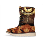Old Japanese Samurai Mask Print Winter Boots