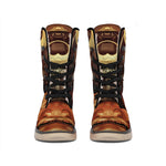 Old Japanese Samurai Mask Print Winter Boots