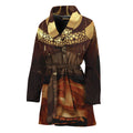 Old Japanese Samurai Mask Print Women's Bathrobe