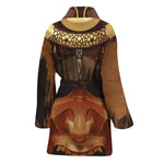 Old Japanese Samurai Mask Print Women's Bathrobe